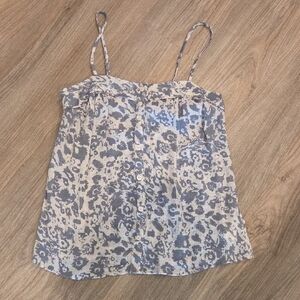 Blue & White Floral Button-Front Cami Top Size Small